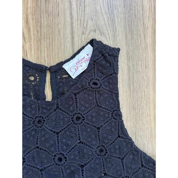 Vtg Y2K Black Crochet Top Sz S Whimsy Goth Fairy Crochet Hippie Tank Cami USA - Picture 2 of 7